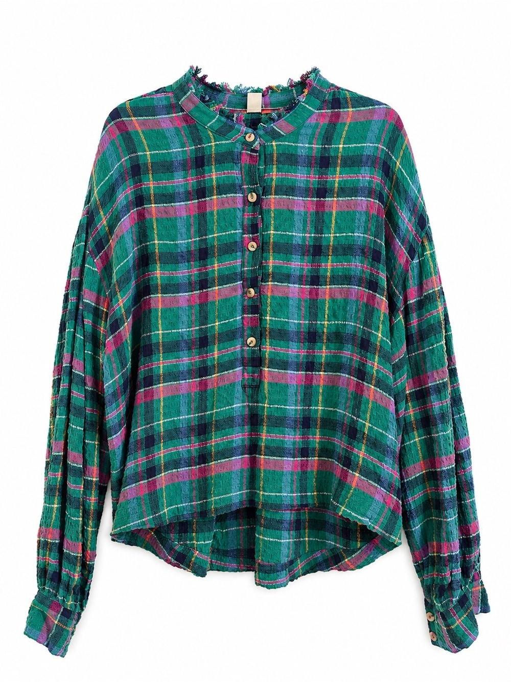 Pilcro Anthropologie Plaid Frayed Gauze Peasant Blouse Top Women’s M Boho - Picture 4 of 13